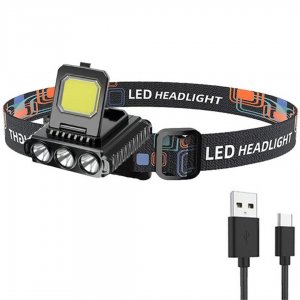 Επαναφορτιζόμενος COB LED Φακός Κεφαλής 5 σε 1 – Αδιάβροχος, με Ρυθμιζόμενο Λουράκι &amp; USB φόρτιση