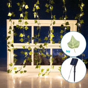 Ηλιακά LED Φώτα Κουρτίνα 3x1m με Φύλλα Κισσού – Ζεστός Λευκός Φωτισμός 2700K - Aigostar