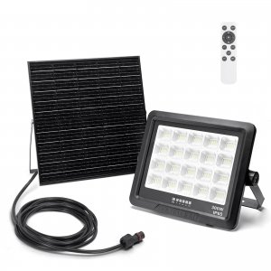 Aδιάβροχος Ηλιακός Προβολέας LED 300W με Πάνελ &amp; Τηλεχειριστήριο - 3000lm, 6500K, IP65, 356 × 73 × 300 mm - Aigostar