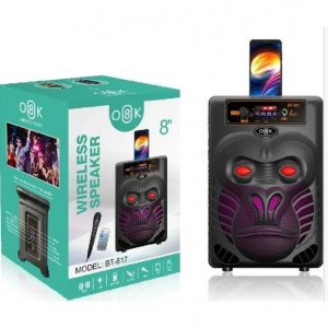 Ασύρματο Φορητό Ηχείο Bluetooth Με Μικρόφωνο, LED Φωτισμό, USB, AUX, FM Ραδιόφωνο και TF σε Μαύρο Χρώμα με Όψη Γορίλα και Φωτιζόμενα Μάτια