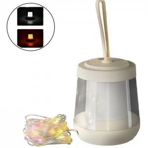 LED Επαναφορτιζόμενο Φανάρι Camping σε Ψυχρό Θερμό Φωτισμό – Γιρλάντα 10m με LCD Οθόνη Ένδειξης Μπαταρίας και Ιμάντα σε Λευκό Χρώμα