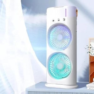 Διπλός USB Ανεμιστήρας με Υδρονέφωση, RGB Φωτισμό &amp; Τηλεχειριστήριο - Arrango
