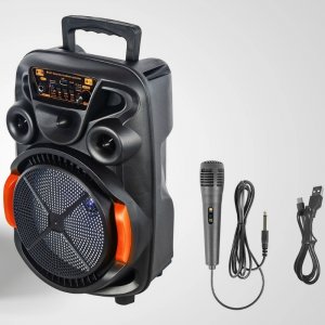 Ασύρματο Ηχείο Bluetooth Karaoke με Ενσύρματο Μικρόφωνο και Φωτισμό LED