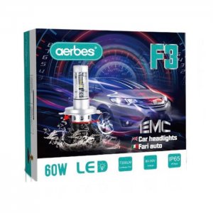 H7 Σετ 2 Τεμάχια Led Λάμπες F3 Αυτοκινήτου 60W 7200lm με Δέσμη 360° και Αδιάβροχη Προστασία IP65 - Led Headlight