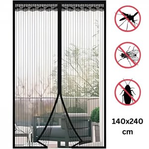 Μαγνητική Σίτα Πόρτας 140x240cm Μαύρη - Hoomei