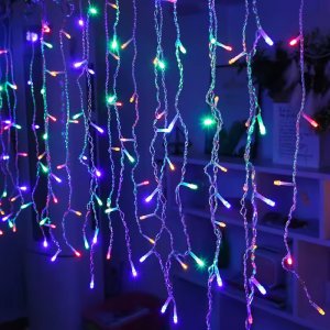 Χριστουγεννιάτικα Λαμπάκια Βροχή 3m - 104 LED Πολύχρωμου Φωτισμού Εσωτερικού &amp; Εξωτερικού Χώρου
