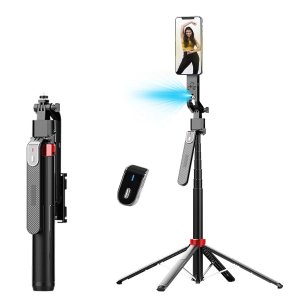 2 in 1 AI Selfie Stick &amp; Gimbal Q185 με Αυτόματη Παρακολούθηση Προσώπου, Περιστροφή 360°, Τρίποδο &amp; Ασύρματο Τηλεχειριστήριο