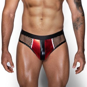 Ανδρικό Slip με Δίχτυ &amp; Leather-Look Λεπτομέρειες