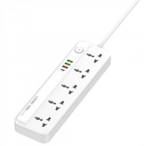 Universal Πολύπριζο 5 Θέσεων με 3 Θύρες USB &amp; 1 USB-C PD/QC 3.0 20W – Καλώδιο 2m LDNIO