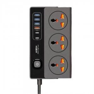 Universal Πολύπριζο 3 Θέσεων με 4 Θύρες USB &amp; 2 Θύρες USB-C &amp; Καλώδιο 2m - Moxom