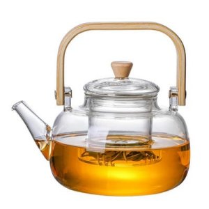 Γυάλινη Τσαγιέρα 900ml με Φίλτρο και Ξύλινη Λαβή