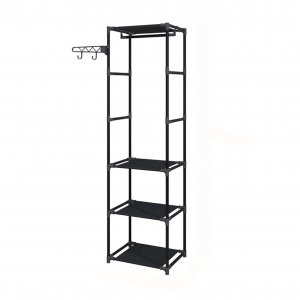Μαύρη Μεταλλική Ντουλάπα Οργάνωσης 168x45x35cm με Ράφια και Κρεμάστρα
