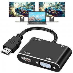 Μετατροπέας HDMI σε VGA και HDMI 2 σε 1 με Ήχο 3.5mm Full HD 1080P