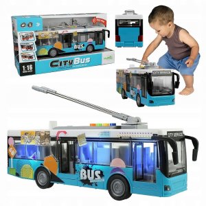 City Bus 1:16 Αστικό Λεωφορείο – Φώτα LED, Ήχοι και Ανοιγόμενες Πόρτες 0 Friction Powered