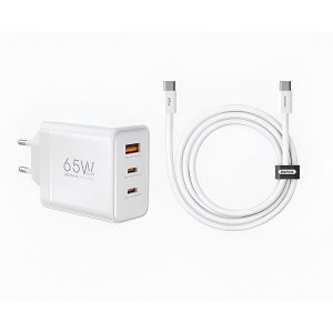Φορτιστής Ταχείας Φόρτισης Remax CA-20 65W GaN – 2x USB-C &amp; 1x USB-A | Με Καλώδιο USB-C, για Laptop, Smartphone, Tablet