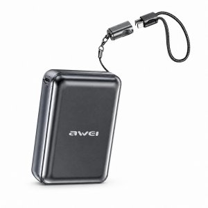 Awei Pro Power Bank 20000mAh – Γρήγορη Φόρτιση 22.5W με Ενσωματωμένο USB-C Καλώδιο