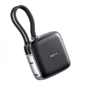 Remax Power Bank 10000mAh – Γρήγορη Φόρτιση 22.5W με Ενσωματωμένα Καλώδια USB-C και Lightning Μαύρο
