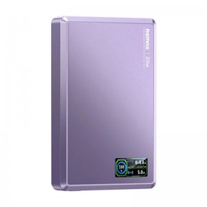 Remax Aurora – Power Bank 20000mAh με Ασύρματη Φόρτιση και Οθόνη TFT, PD 20W, Μαγνητικό Μοβ
