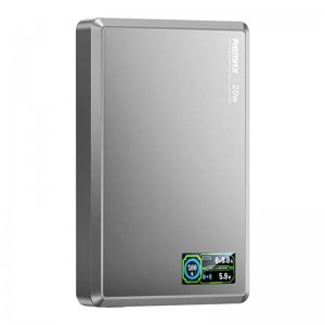 Remax Aurora – Power Bank 20000mAh με Ασύρματη Φόρτιση και Οθόνη TFT, PD 20W, Μαγνητικό Γκρι