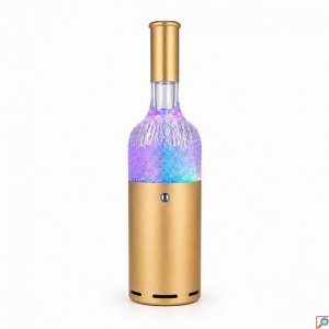 Ηχείο Bluetooth σε Σχήμα Μπουκαλιού Κρασιού με LED Φωτισμό σε Χρυσό Χρώμα