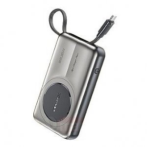 Power Bank Awei – Μαγνητική Ασύρματη Φόρτιση 10000mAh με Ενσωματωμένο Καλώδιο και Οθόνη LED
