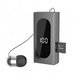 Ακουστικό Bluetooth Clip-On – Hands-Free με Multipoint - Bluetooth 5.3, Οθόνη LED, MP3 Player TF Card, Δόνηση, Αυτόματο Καλώδιο