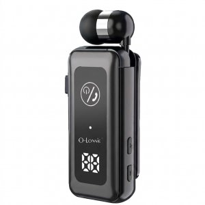 Ασύρματο Ακουστικό Bluetooth Clip-On – Hands-Free με Δόνηση &amp; LED Οθόνη - Υποδοχή TF Card, Ειδοποιήσεις, Μαύρο/Ασημί/Χρυσό