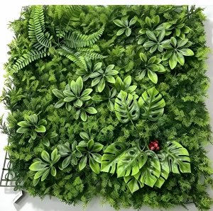 Τεχνητό Πάνελ Φυλλωσιάς 50x50cm – Για Διακόσμηση Τοίχου - Κάθετος Κήπος, Φράχτης, Εξωτερικού &amp; Εσωτερικού Χώρου, Χωρίς Συντήρηση