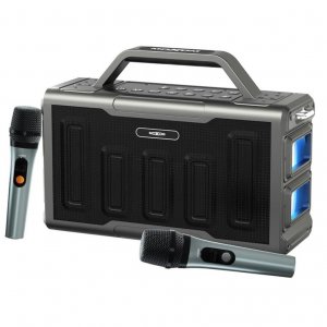 Φορητό Ηχείο Bluetooth Moxom 120W – Με 2 Ασύρματα Μικρόφωνα Karaoke &amp; RGB Φωτισμό - Bluetooth 5.3, Hi-Fi Ήχος, Βαθύ Μπάσο