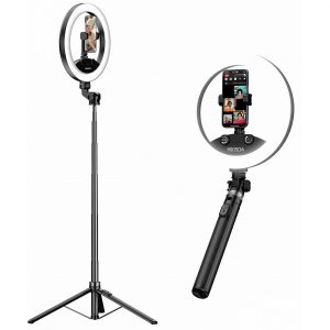 Selfie Stick Τρίποδο με Ring Light 1.75m – Επαγγελματικός Φωτισμός για Vlogging - Ασύρματο Χειριστήριο, Αλουμίνιο, 3 Τόνοι Φωτός