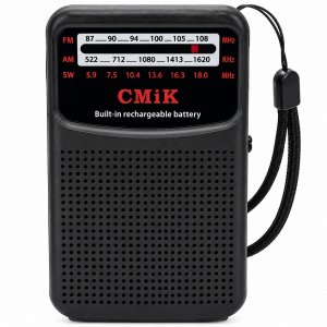 Φορητό Επαναφορτιζόμενο Ραδιόφωνο AM/FM/SW με Ηχείο &amp; Κάρτα Μνήμης CMiK Μαύρο