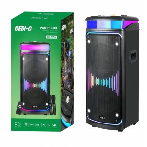 Φορητό Ηχείο Bluetooth Karaoke 60W με 2 Ασύρματα Μικρόφωνα - 2x8 Woofer, RGB Φωτισμός, TWS, USB/AUX/FM, Party Box