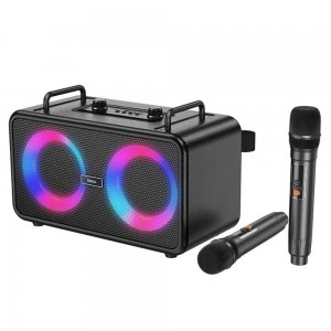 Φορητό Ηχείο Bluetooth 30W με 2 Ασύρματα Μικρόφωνα – Karaoke Party System, RGB Φωτισμός, USB &amp; FM Radio - 60W Peak Power, 5 Ώρες Αυτονομία
