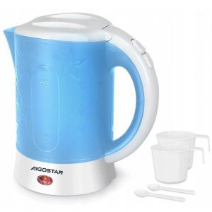 Ηλεκτρικός Βραστήρας Ταξιδίου 0.6L 650W – Compact &amp; Ελαφρύς - Με 2 Ποτήρια &amp; Κουταλάκια, Ιδανικός για Camping, Γραφείο &amp; Διακοπές