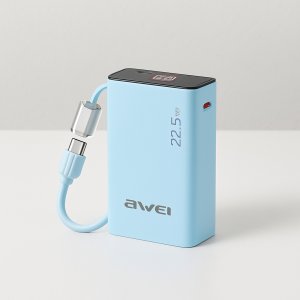 Power Bank – 10000mAh, 22,5W γρήγορη φόρτιση - USB-C &amp; USB-A, Compact mini με LED ένδειξη Μπλε