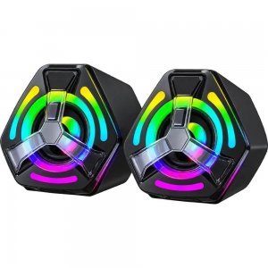 Ηχεία Υπολογιστή 6W - RGB Φωτισμός &amp; 3.5mm AUX - Compact Στερεοφωνικός Ήχος για Gaming, PC &amp; Laptop