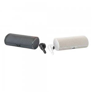 Ασύρματα Ακουστικά Bluetooth Ezra Με Θήκη-Ηχείο, Φορητός Ήχος Σε Μαύρο/Λευκό