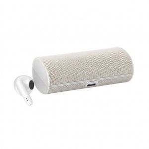 Ασύρματα Ακουστικά Bluetooth Ezra Με Θήκη-Ηχείο, Φορητός Ήχος Σε Λευκό