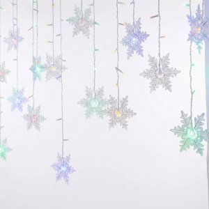 Χριστουγεννιάτικη Κουρτίνα LED RGB - 4m / 96 LED, USB Πολύχρωμος Φωτισμός Με Νιφάδες