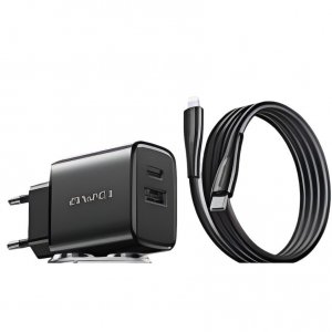 Ταχυφορτιστής 22.5W με USB-C, USB-A και καλώδιο Lightning - Διπλή θύρα, AC 100-240V