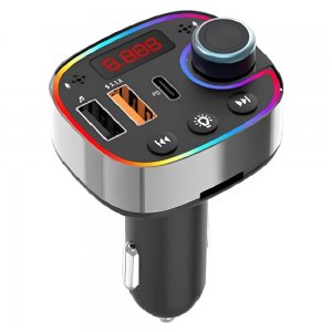 FM Transmitter RGB - Bluetooth 5.0 &amp; Φόρτιση 5V/2.1A, RGB LED, FM 87.5-108MHz, hands-free