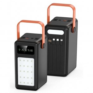 Power Bank 100000mAh Με Γρήγορη Φόρτιση PD 22.5W, 4 USB, 4 Ενσωματωμένα Καλώδια Και LED Φωτισμό