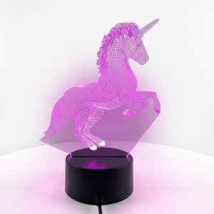 Επιτραπέζιο Φωτιστικό LED 3D Illusion Μονόκερος - 7 Χρώματα - Φωτιστικό Νυκτός με Smart Touch &amp; USB, Ιδανικό για Παιδικό Δωμάτιο