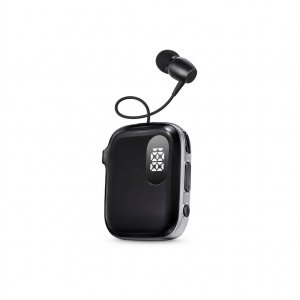 Bluetooth Ακουστικό V6.0 - Hands-free με Κλιπ Πέτου &amp; 90H Αυτονομία - ENC, Ταχεία Φόρτιση, Αναδιπλούμενο Καλώδιο &amp; Ψηφιακή Οθόνη Μαύρο