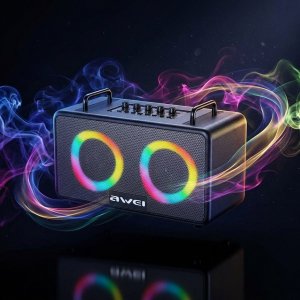 Ηχείο Bluetooth 5.3 70W Φορητό Επαναφορτιζόμενο Μεγάλης Διάρκειας με RGB Φωτισμό 7 Χρωμάτων, Δυνατά Μπάσα, USB, Micro SD, AUX, για Πάρτι και Εκδρομές, Μαύρο