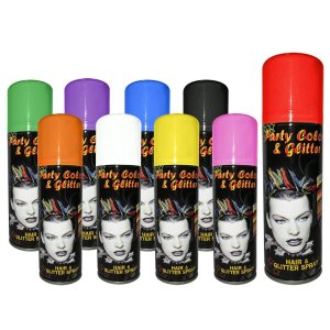 Σπρέι Χρώμα Μαλλιών Halloween 125ml με Glitter, Party Color για Μεταμφίεση, Διαθέσιμο σε Πολλά Χρώματα