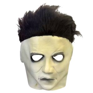 Μάσκα Τρόμου Halloween Latex Κακός με Λευκό Πρόσωπο και Μαύρα Μαλλιά, Λαστιχένια Μάσκα Μεταμφίεσης