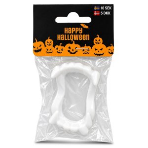 Μασέλα Δράκουλα Halloween Λευκή με Κυνόδοντες για Μεταμφίεση Βαμπίρ και Πάρτι Τρόμου, 7x4,5cm