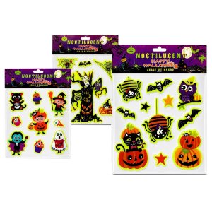 Αυτοκόλλητα 3D Φωσφοριζέ Halloween Σετ 9 Τεμαχίων με Κολοκύθες, Αράχνες, Νυχτερίδες και Φαντάσματα, 24x20cm