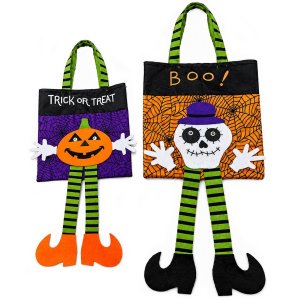 Τσάντα Halloween Trick or Treat με Πόδια για Γλυκά, με Φιγούρα Κολοκύθας ή Σκελετού, Υφασμάτινη 42x24x24cm